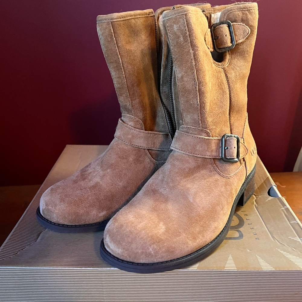 UGG Tan Suede Combat Boots